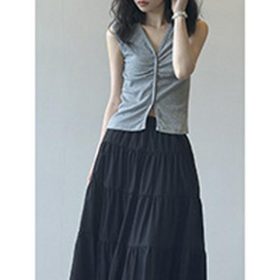 Женская миди-юбка А-силуэта в черно-белую клетку Yan Shuang, с высокой талией, свободного кроя, летний стиль