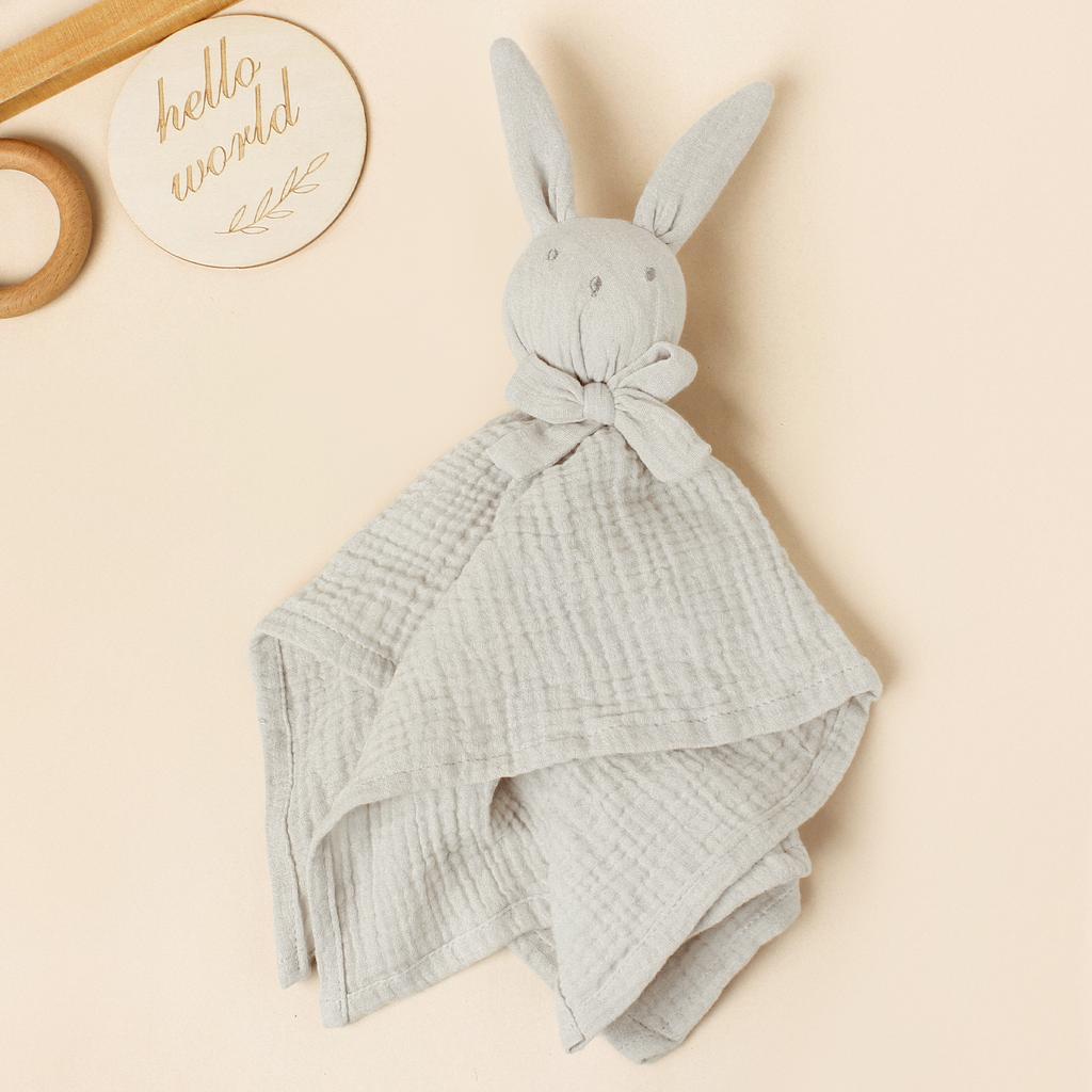 Baby Rabbit Square Comforter Towel Elegant Bow Decor Rabbit Square Blanket For Kids Cute Embroidery Infant Saliva Towel