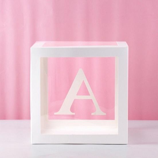 Balloon Box Reusable Clear Paper Box with Letter Stackable DIY Assembly 25 X 25cm Cube Box for Graduation Wedding Birthday Party Decor