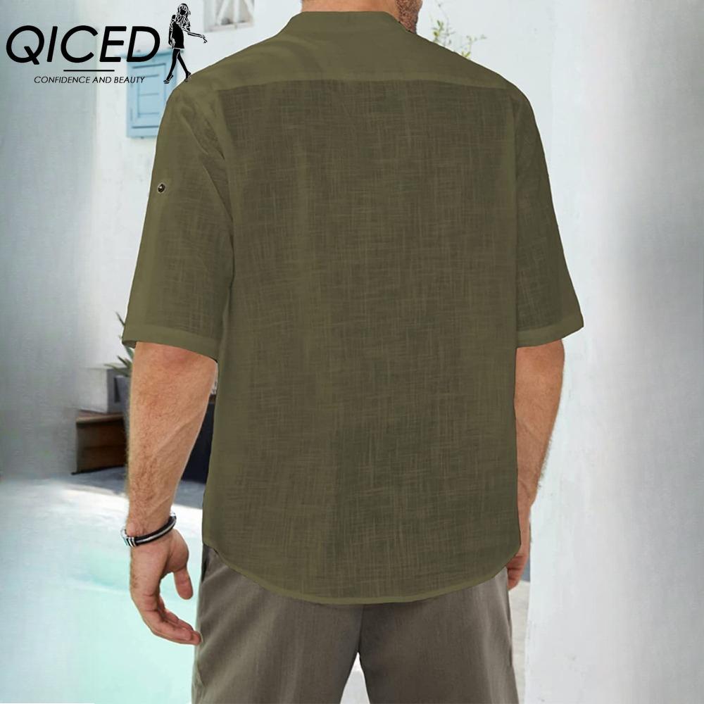 QICED Хлопковая футболка с коротким рукавом, мужская модная свободная рубашка с половиной рукава, сострадательная рубашка с принтом