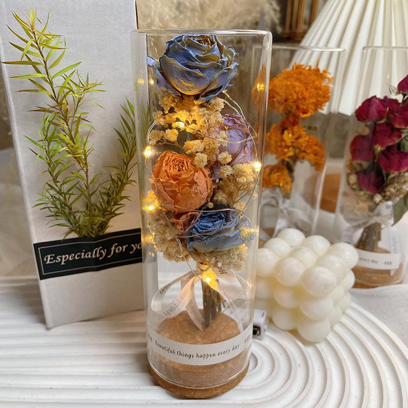 Eternal Rose Glass Dome: Dried Flower Gift & Creative Souvenir Ornament