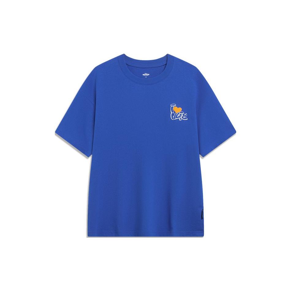 Li-Ning Футболка унисекс с круглым вырезом и принтом мультфильма X Disney Oswald Series, ярко-синяя, AHST317-2