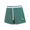 Solid Color Logo Lace-Up Straight Leg Shorts Women Shorts Blue-Green 532616-45