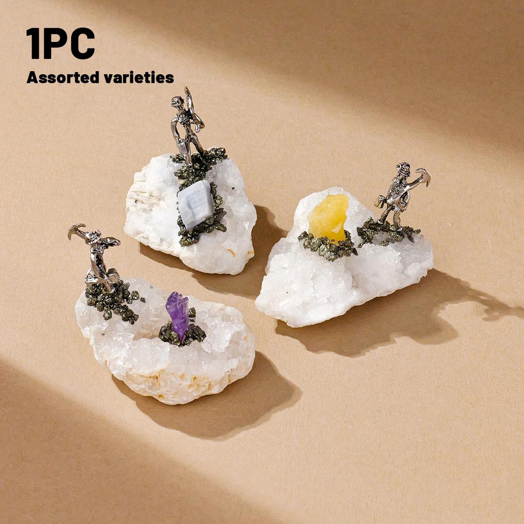 1PC Natural Mineral Miner Agate Crystal Raw Stone Pedestal Home Desk Decor Ornament Ideal Gift For Family Friends Christmas