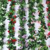 220cm Artificial Rose Garland Plants Vines Hanging Leaves Greenery Wedding Backdrop Arch Wall Decor UV Protected Indoor Outdoor