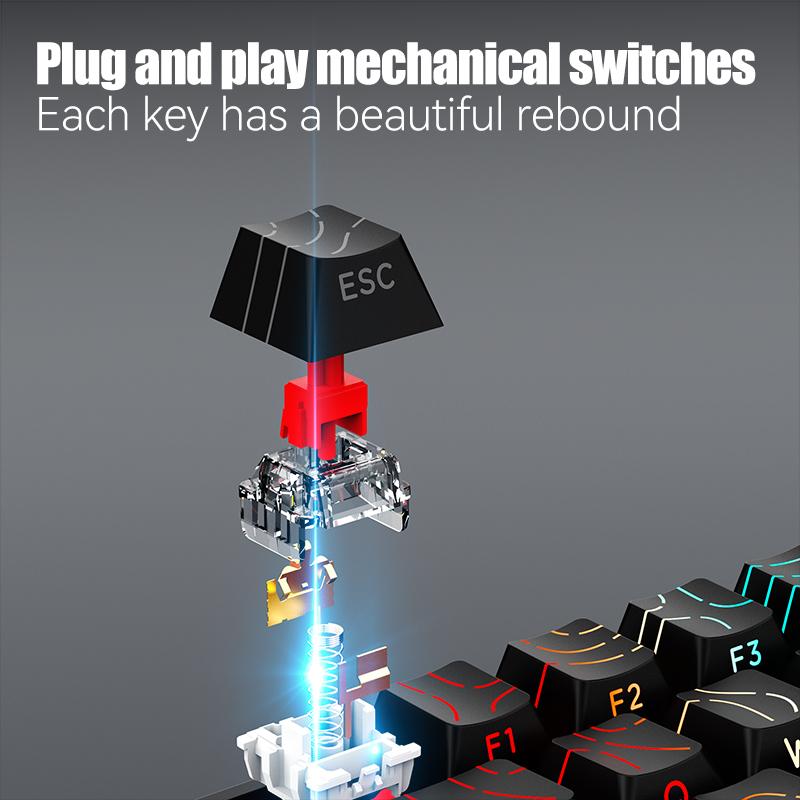 Wired Mechanical Keyboard 68Key Backlight Mechanical Gaming Keyboard Ergonomic Keyboard for Windows/PC