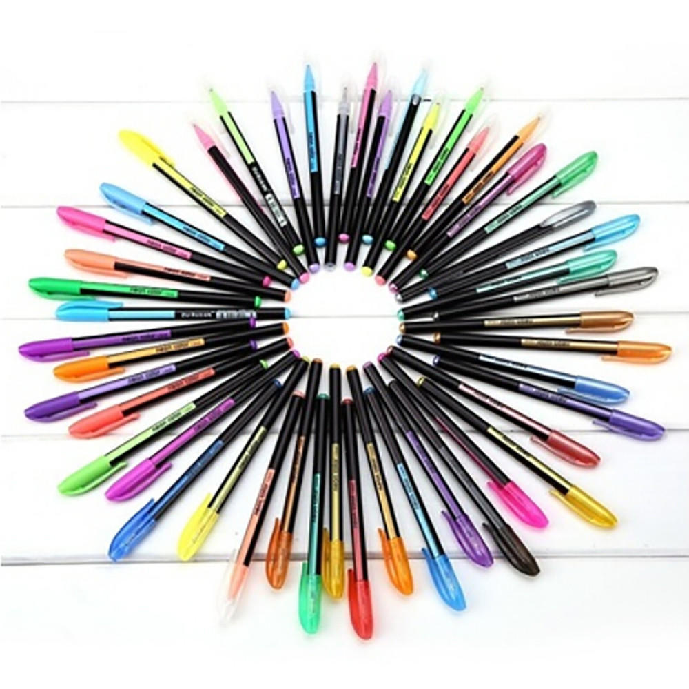 48pcs Gel Pens Gel Refills Rollerball Neon Glitter Pen Drawing Colors 60ml