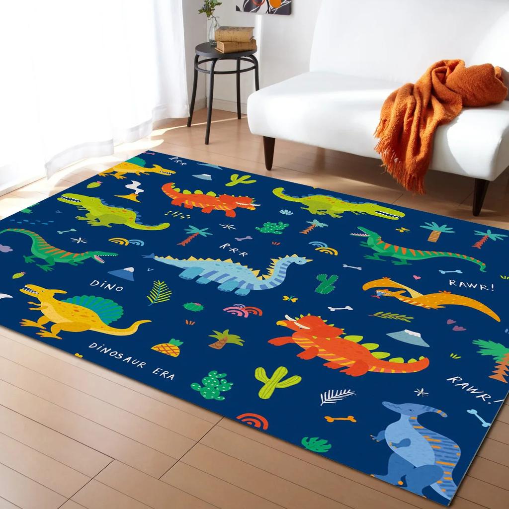 Cartoon Dinosaur Area Rugs Dino Carpet Non Slip Dinosaur Floor Mat for Playroom Classroom Kidroom Decor Children's Crawling Mat