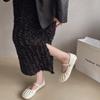 Retro Mary Jane Shoes Fashionable and Comfortable Female Spring and Fall Shallow Mouth Single Shoes A Word Buckle with Pleated Flat Granny Shoes