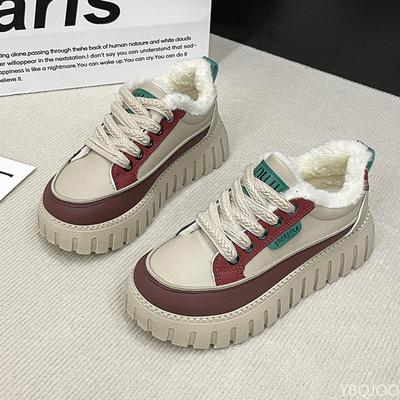 Зимние новые теплые толстые ботинки на платформе для студенток, повседневные спортивные простые удобные противоскользящие модные туфли