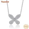Tancise Jewelry Butterfly Pendant S925 Silver Cross Chain Necklace Seiko Full Diamond Jewelry 40+3.