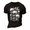 Европейские размеры Мужская винтажная футболка с готическим принтом черепа -Короткий рукав, круглый вырез, стандартный крой, повседневная уличная одежда для Хэллоуина, вечеринок и повседневной носки