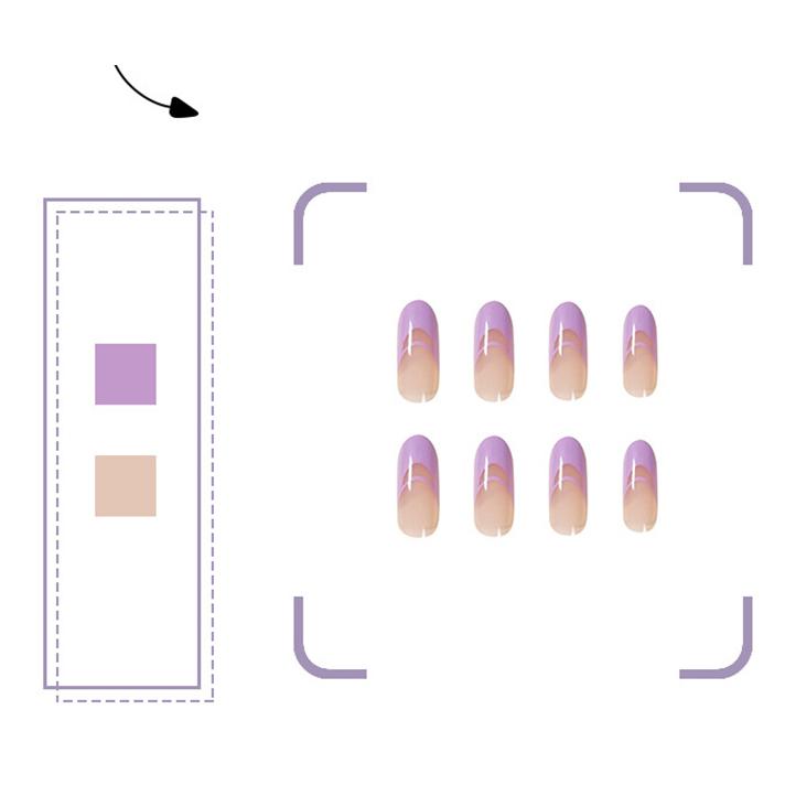 24 шт., фиолетовые, зеленые накладные ногти, простой съемный кончик, пресс для ногтей, модный персиковый дизайн, кончики для ногтей, полное покрытие, инструменты для маникюра