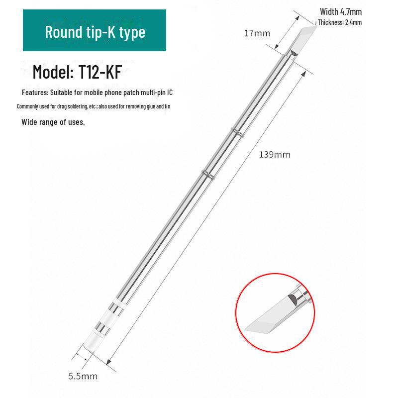 Жало паяльника T12 со встроенным нагревательным сердечником, паяльная станция с белым светом, универсальное лезвие ножа, подкова, специальное заостренное T12-K/B/I