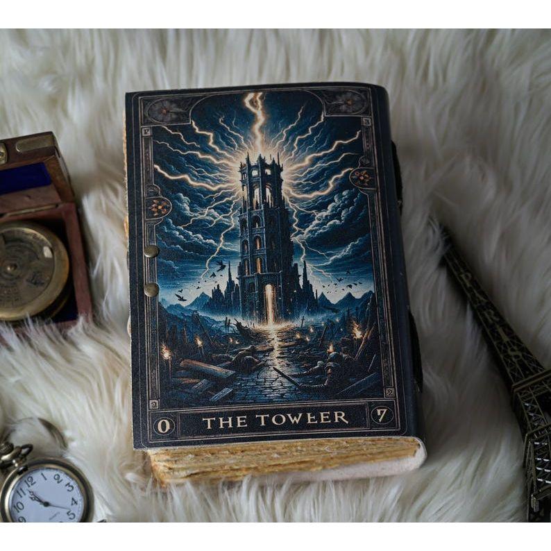 Journal Gothic Grimoire Notebook Handmade Occult Diary Witchy Tarot Card Sketchbook Dark Fantasy Spell Book Gift.