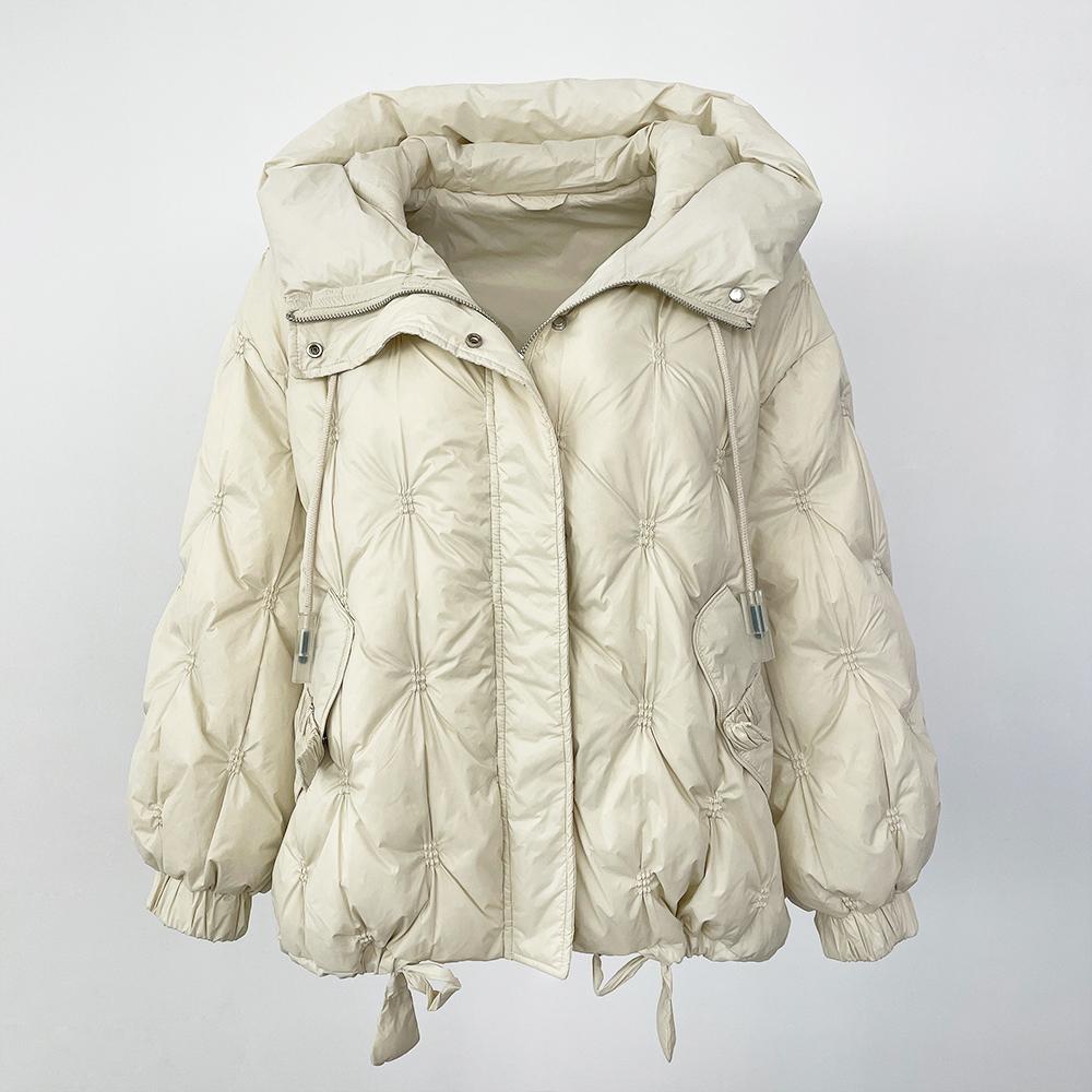 OFTBUY Осень-зима Корейский стиль Свободный теплый пуховик с капюшоном Женская куртка Утолщенная 90% Белая утиная пуховая куртка Пальто