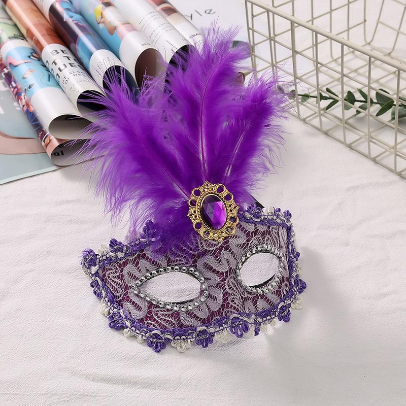 Lace Feather Mask Dazzling Halloween Masquerade Mask Party Dance Mask Alluring For Prom Nights Cosplay Events Christmas