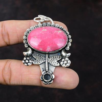 Подвеска из тулита, элегантные ювелирные изделия ручной работы, подвеска из стерлингового серебра 925 пробы, ювелирные изделия в виде стрекозы, подвеска из драгоценного камня, подарок для женщин, подвеска из целебного камня