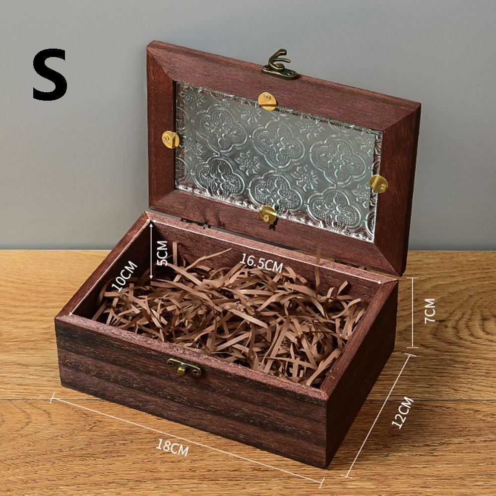 Decorative Solid Wood Storage Cabinet Vintage Jewelry Box Gift Wooden Storage Box Household