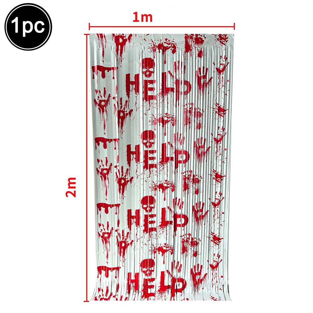 Halloween Foil Fringe Curtain Tinsel Garland Pumpkin Ghost Bat Boo Print Photo Backdrop Halloween Party Door Wall Hanging Decors 5
