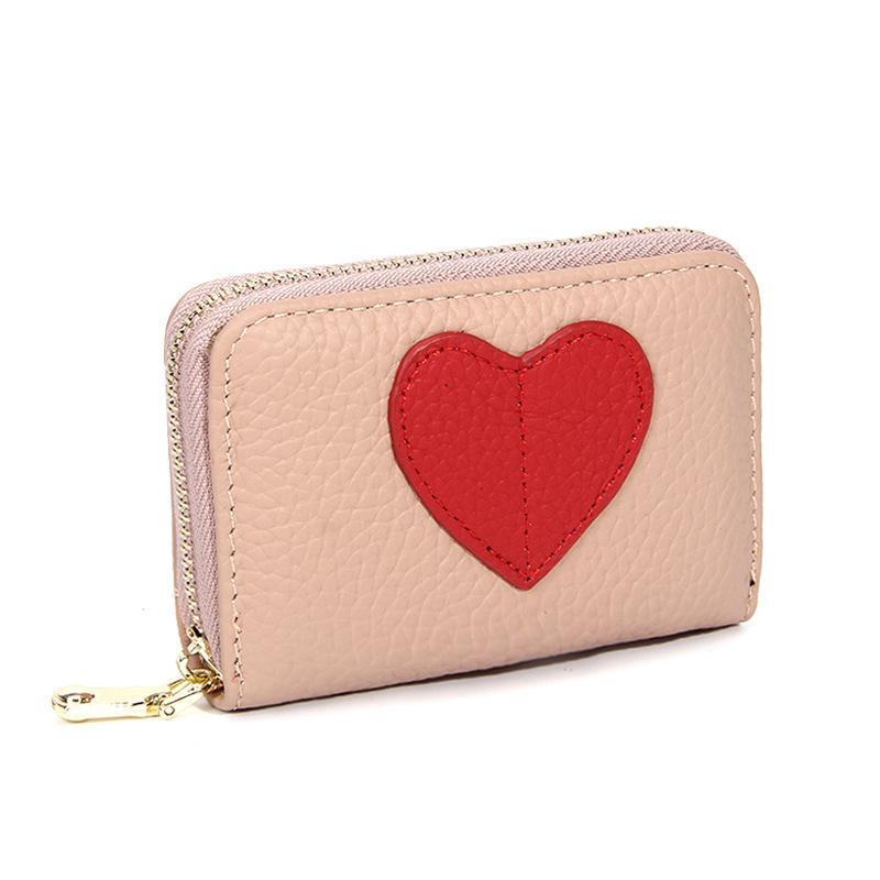 Top Grain Cowhide Heart Wallet with Multi-Card Slots and Large Capacity - Genuine Leather Accordion Card Holder