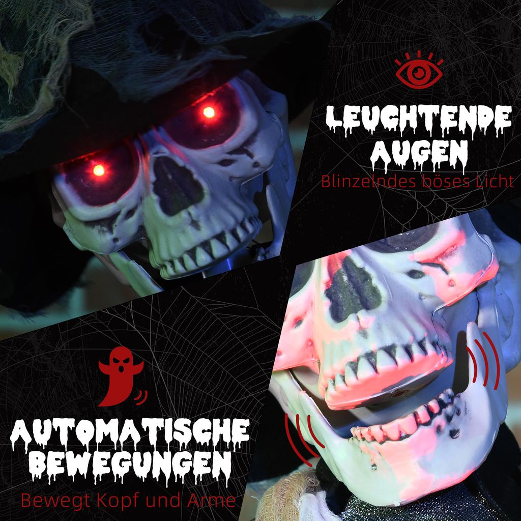 Halloween ghost, Halloween decoration, sound function, with motion sensor and LED lights, 101 cm x 64 cm x 178 cm