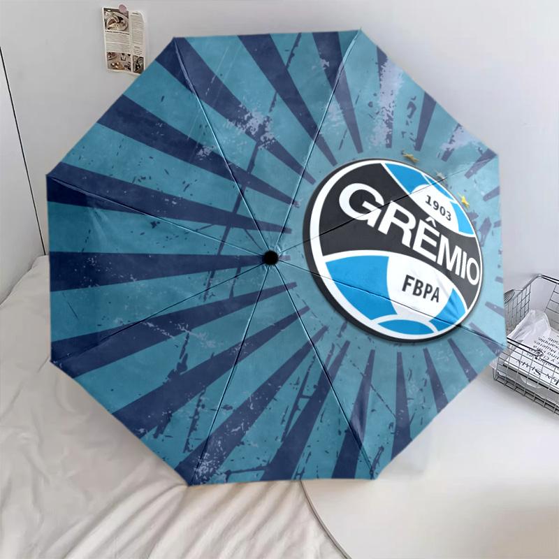 Зонт-трость с узором Grêmio FBPA, автоматический складной зонт, портативная и складная конструкция, 8 спиц, рождественский или день рождения подарок.