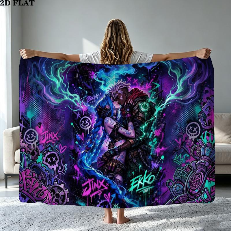 Jinx Print Flannel Blanket High Quality Warm Comfortable Cover for All Seasons Perfect for Gifts Home Decor