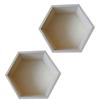2 Hexagonal Wooden Shelves 30 X 26 X 10 Cm