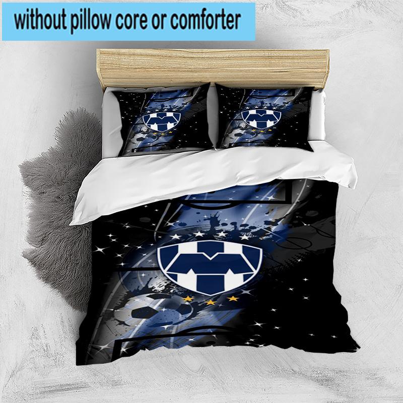 3pcs C.F.Monterrey Football Crest Art Printed Bedding Set Duvet Cover Closure Includes 1 Duvet Cover & 2 Pillowcases Bedding Sets Home Decor Gifts