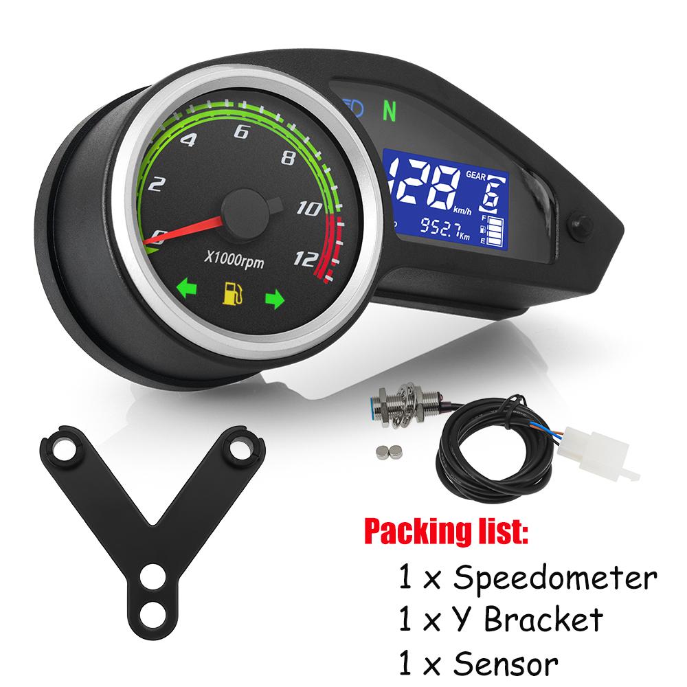 12 В универсальный спидометр для мотоцикла 12000 об/мин ЖК-тахометр с указателем поворота мото цифровой датчик одометр для Бразилии GY200