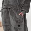 Oversized Wearable Blanket Hoodie with Sleeves Pocket Sherpa Fleece Blanket Sweatshirt Warm Thick Plush Heating Hooded Blankets