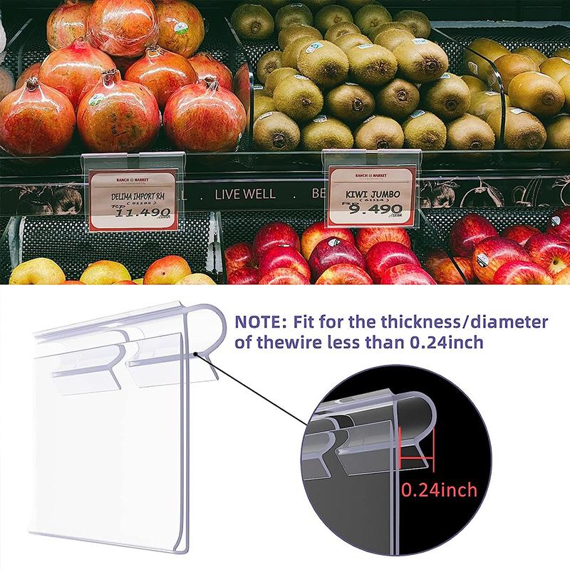 60 шт., прозрачные пластиковые зажимы для этикеток для мусорных контейнеров, идеально подходящие для проволочных полок, корзин, тканевых кубиков для хранения, шкафов для хранения, тканевых контейнеров, кладовой для еды (6х4,2 см)