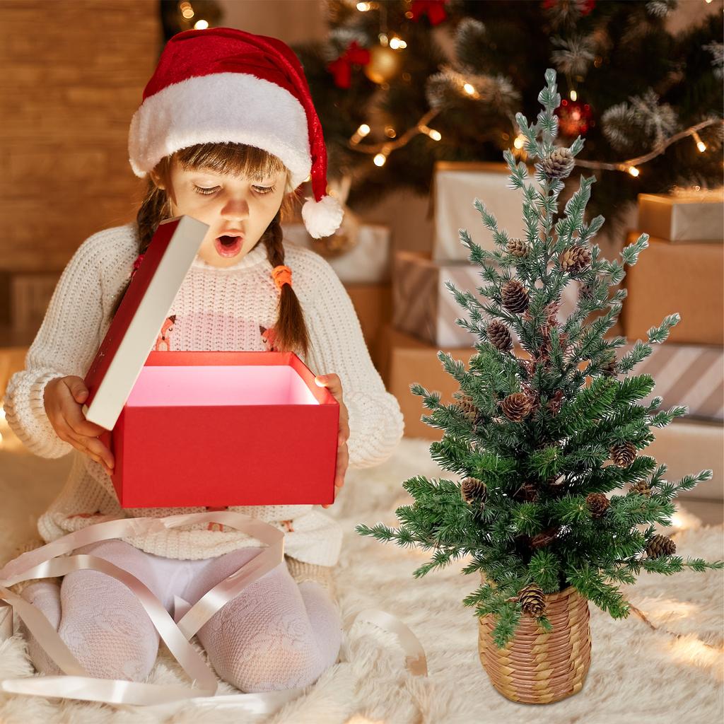 24-дюймовая маленькая рождественская елка ПЭ/ПВХ пластиковая шишка украшение ПЭ пластиковая корзина основа с теплой