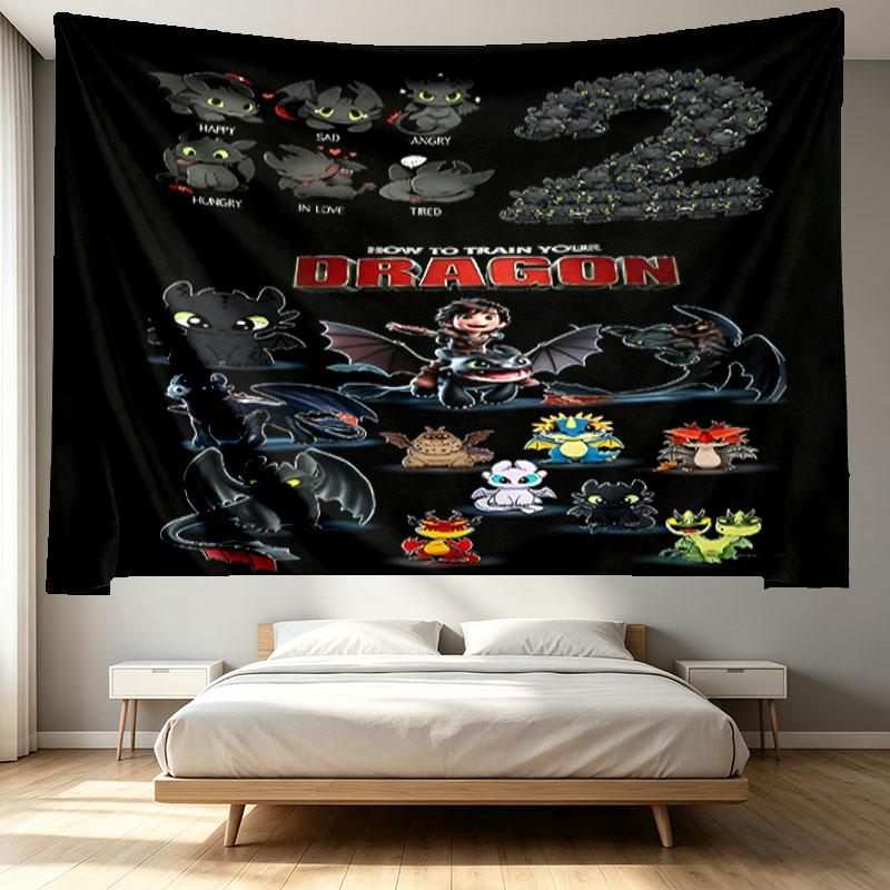 How to Train Your Dragon Print Tapestry - Portable Wall Decor Cloth, for Home, Dorm, Travel, Bedroom, Living Room - Ideal Birthday Housewarming Gift