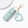 1pc Lipstick Bags Portable Keychain Solid Wallet Mini With Mirror Leather Protective Cover