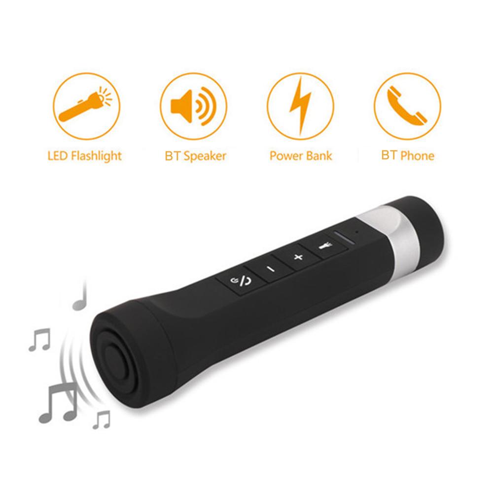Outdoor Wireless BT Speaker Portable Bicycle Speaker with LED Flashlight 1200mAh Power Bank Waterproof Speaker with Microphone Multifunctional Music