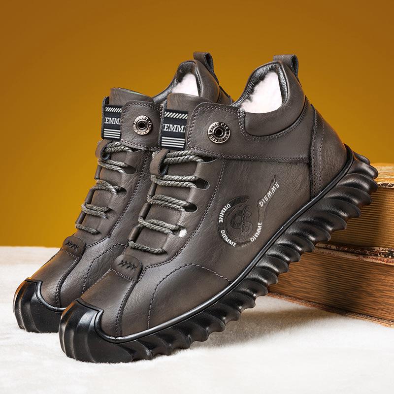 Осенне-зимняя мужская обувь, бархатная теплая хлопковая обувь, уличные нескользящие зимние ботинки