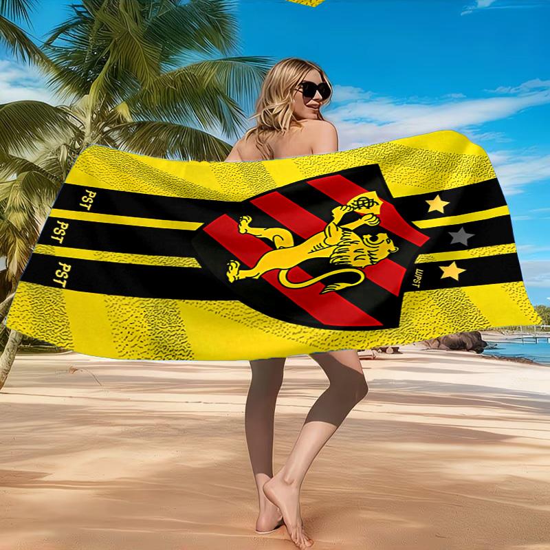 Sport Club Football Crest Printed Microfiber Beach Towel, Soft And Absorbent, Quick-Dry, Ideal for Summer Travel, Beach Essential, Swimming Pool
