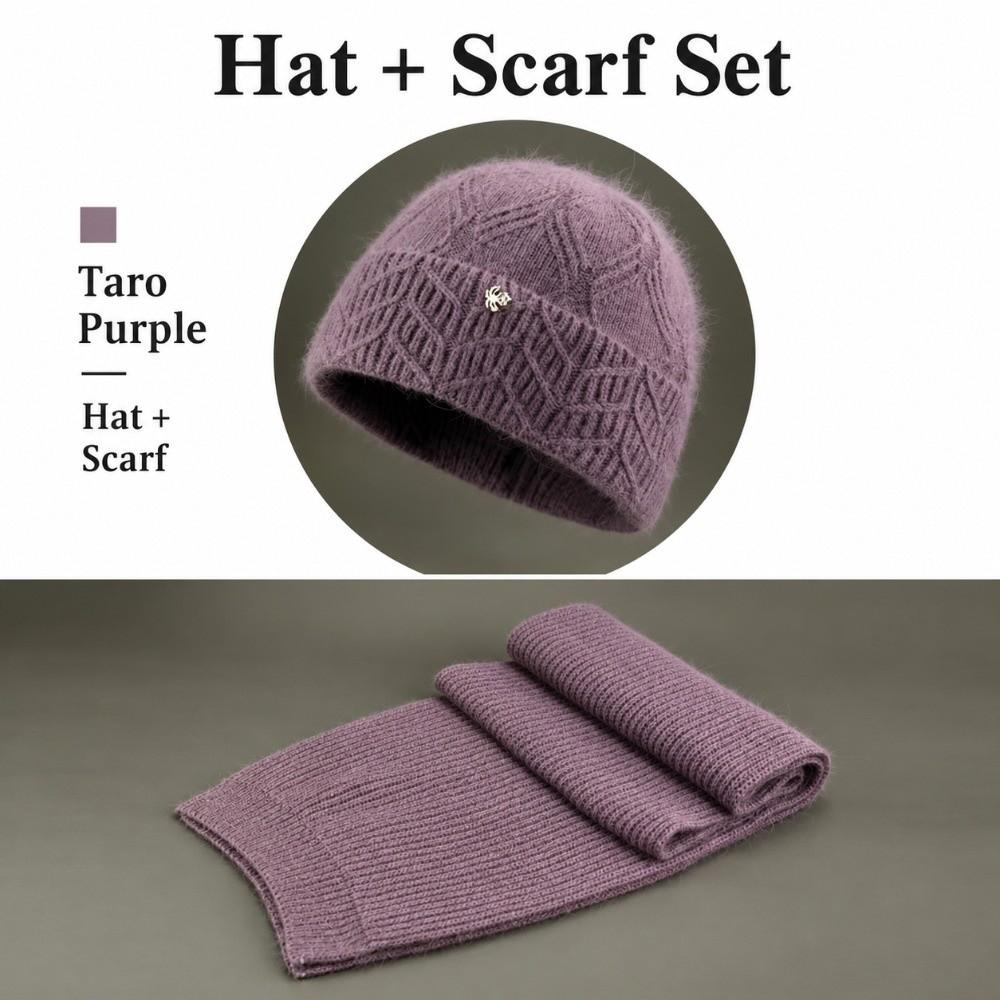Ear Protection Knitted Beanie Textured Knit Pattern Fleece Lined Cap Senior Women Daily Wear