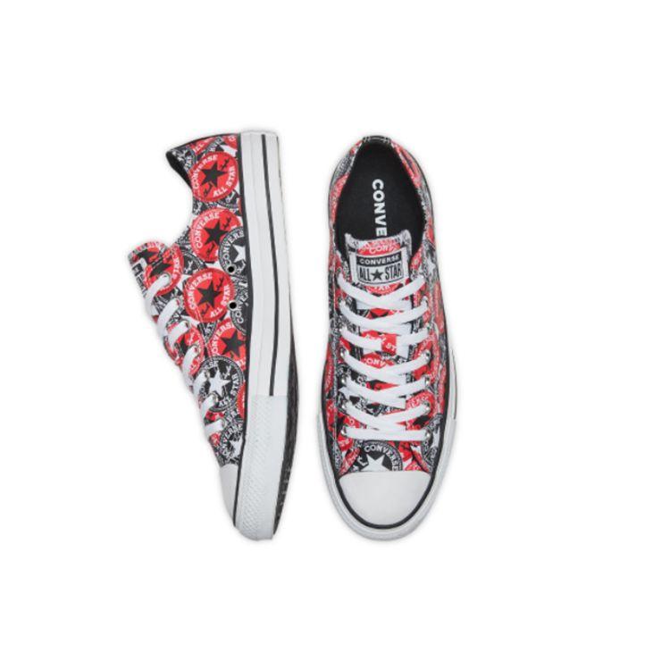 Converse Chuck Taylor All Star Удобные Универсальные Прочные Легкие Низкие Кеды из Канваса Унисекс Кроссовки Черные Красные 166986C