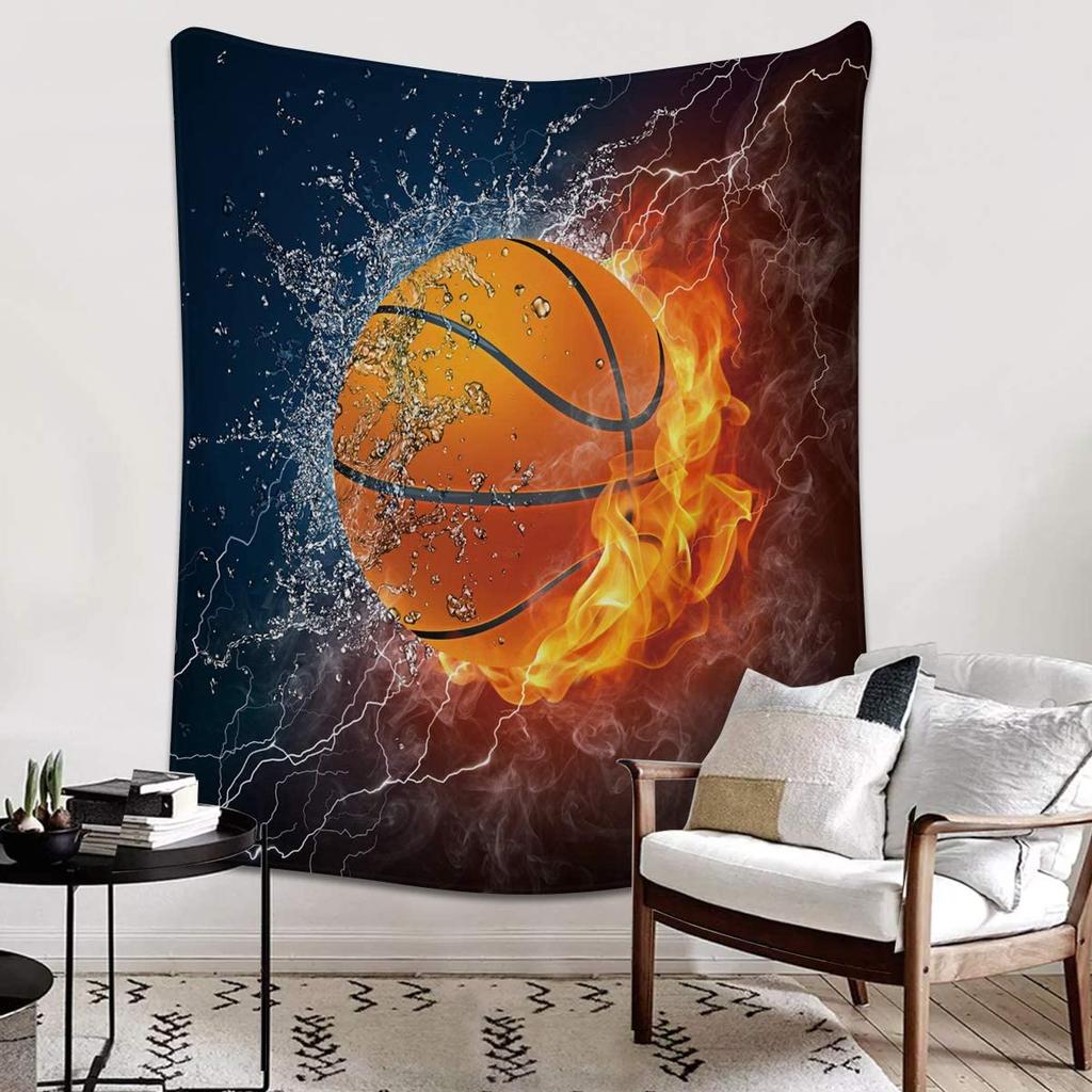 Flannel Fleece Bed Blankets Lightweight Cozy Throw Blanket for Couch Sofa Bedroom Adults Kids,Fire Basketball Twin Size 40"x50"