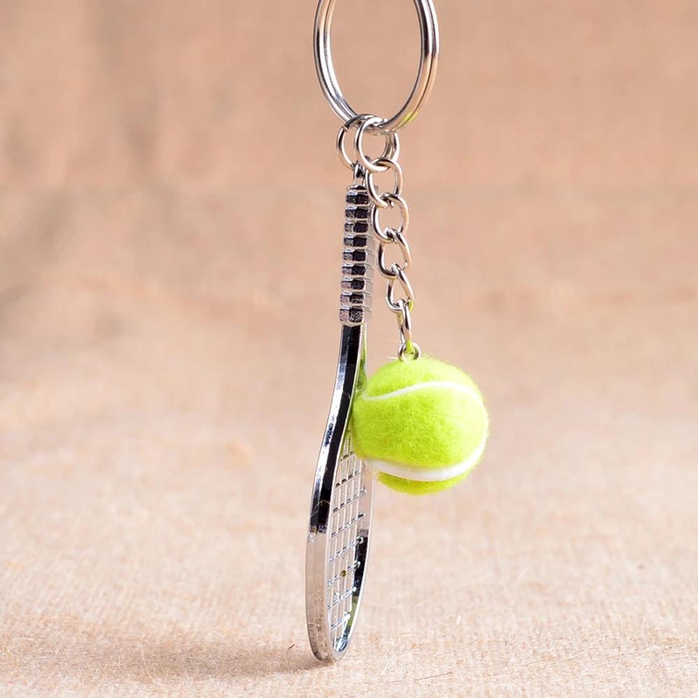 Key Rings Car Key Chain Metal Mini Keychain Sports Key Chain Tennis Racket Keychain Tennis Ball