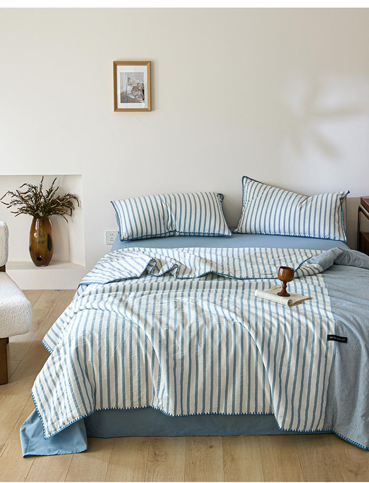 Cotton Color Woven Washed Cotton, Soybean Fiber, Shell Edge, Summer Cool Quilt - Striped Double Splicing