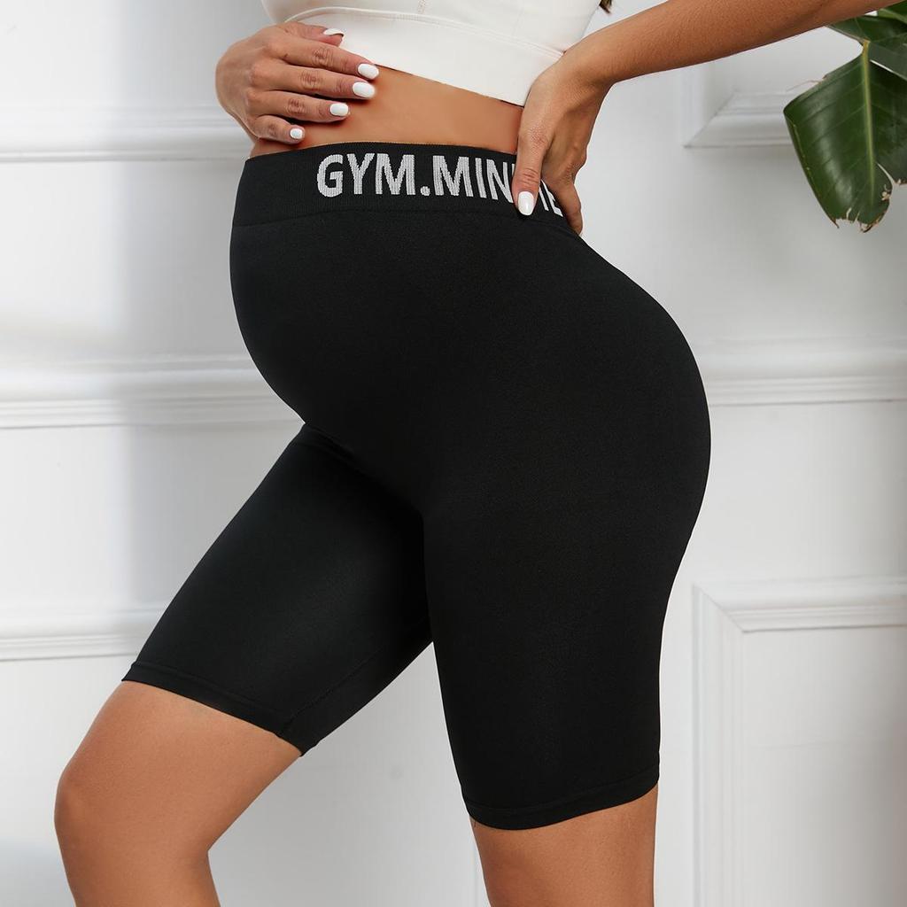 Summer 2023 High-Waist Maternity Yoga Shorts with Belly Support for Women