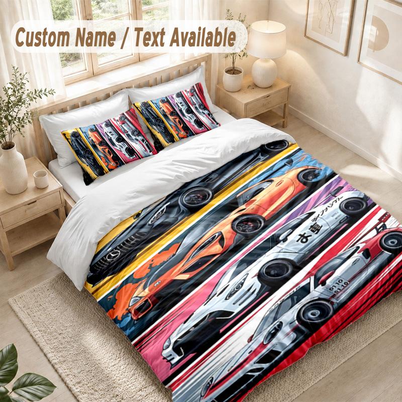 Fast And Furious Bedding Set, 1 Duvet Cover & 2 Pillowcases Soft Comfortable Bedroom Home Textile Decor