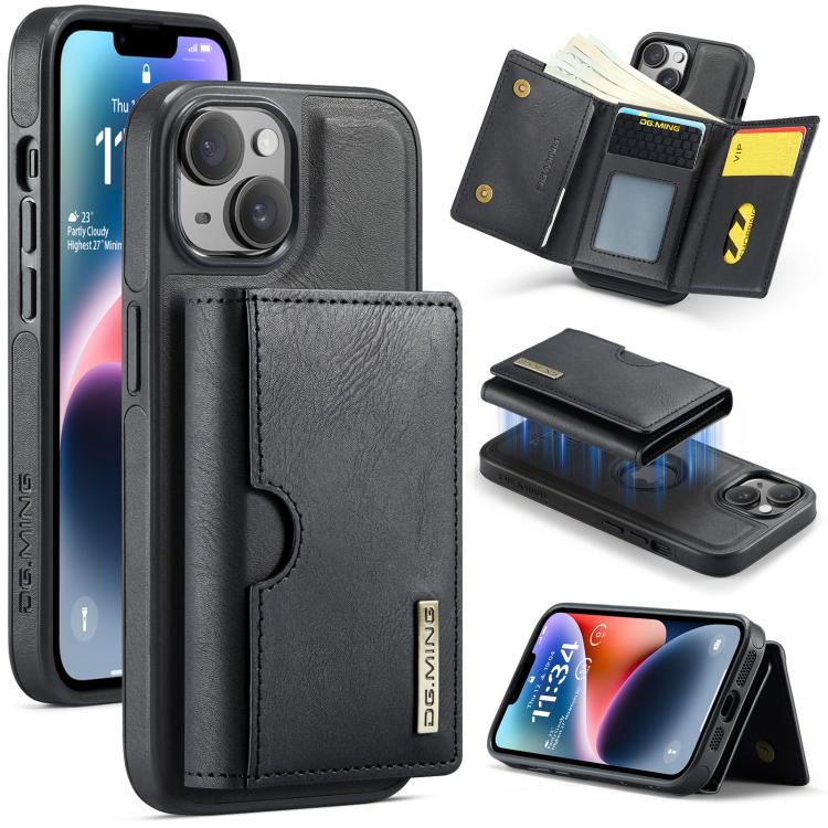 DG.MING M6 Series RFID Tri-fold Card Bag Removable Leather Phone Case