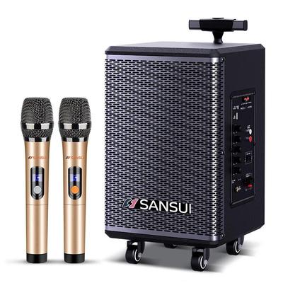 Портативная KTV-колонка на тележке SANSUI TE06 с беспроводным микрофоном, штекер CN (адаптер в комплекте)