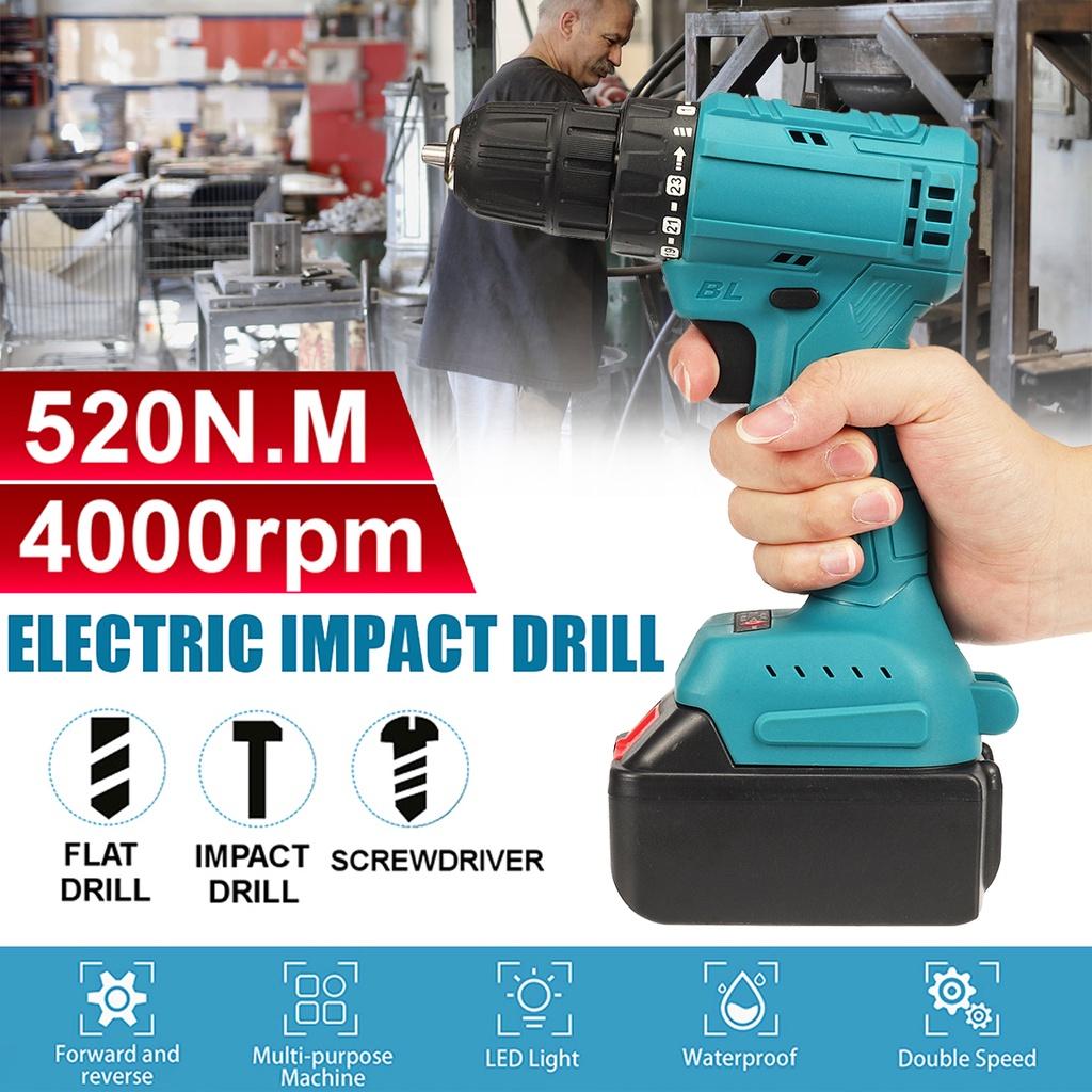 3 In 1 288VF 520N.M Brushless Electric Drill Impact Rechargeable Furnish Handheld Cordless Screwdriver with Lithium Battery