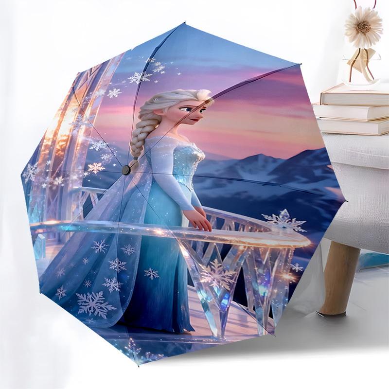 1pc snowflake, Elsa umbrella automatic open/close, 8-Rib Durable Frame, Compact Folding Design, Ideal Birthday/Holiday Gift 1165A